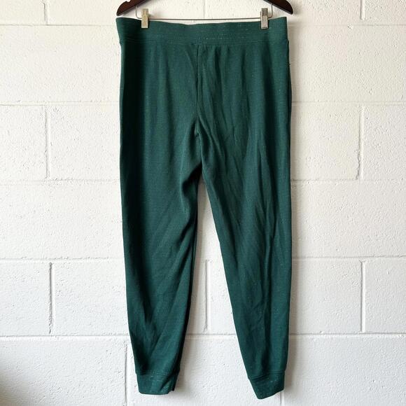 Stars Above Green Shimmery Stripe 2 Piece Christmas Pajama Set Women's Large - Picture 8 of 8